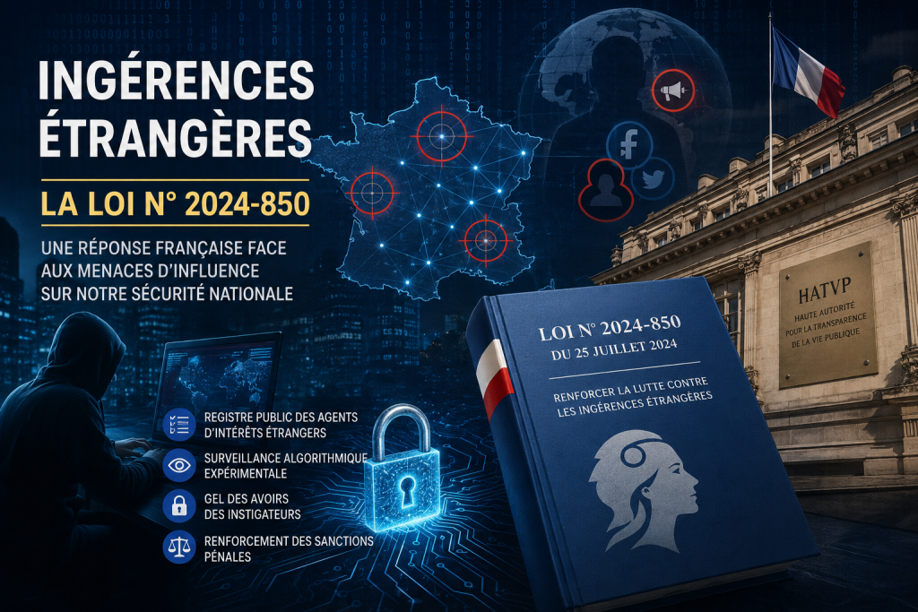 NOTE DE VEILLE : Ingérences étrangères : la loi n°2024-850 est-elle vraiment efficace face aux menaces contre la sécurité nationale ? 1 Ingérences étrangères : loi n° 2024-850 et sécurité nationale française